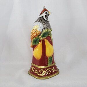 Fitz And Floyd Essentials Christmas Partridge Bell Figurine 5.5 inches tall